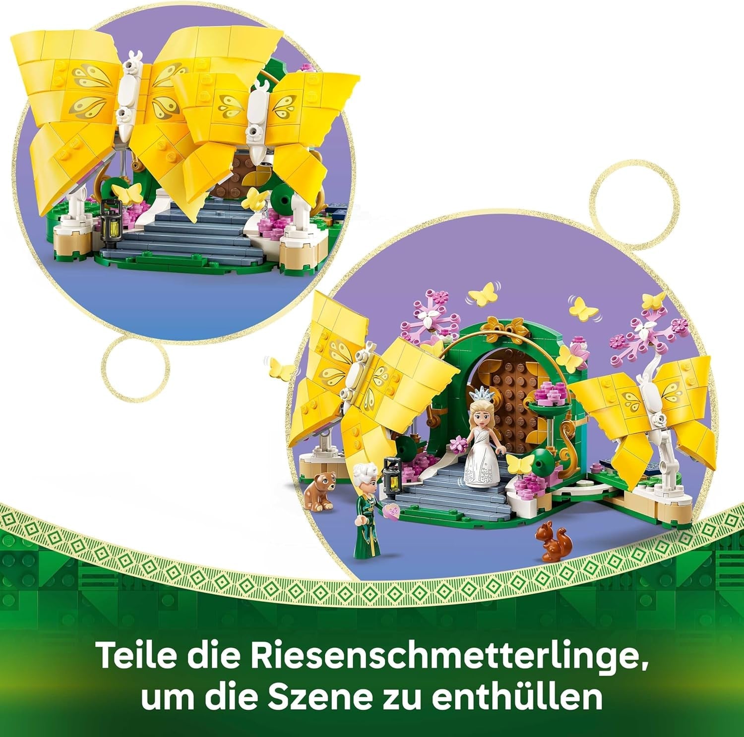 LEGO Wicked Glindas Hochzeitstag - Kreatives Spielzeug mit 2 Minifiguren & 2 beweglichen Schmetterlingsfiguren mit Zubehör - Kinder Geschenk für Mädchen, Jungen & Filmfans ab 8 Jahren - 75688