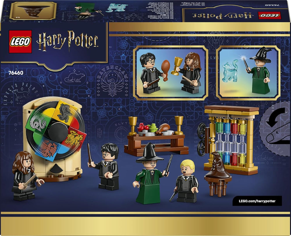 LEGO Harry Potter Schloss Hogwarts: Auswahlzeremonie mit dem Sprechenden Hut - Patronus, Hermine und Draco Malfo Minifiguren mit Zauberstäben, Spinnrad - Geschenk für Kinder ab 7 Jahren - 76460