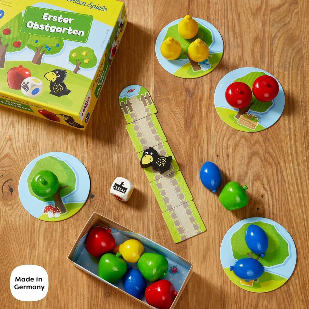 HABA Premier Verger – Mes premiers jeux : Jeu de société et familial sur les couleurs et les formes, Jouet classique en bois pour les tout-petits à partir de 2 ans – 1004655001