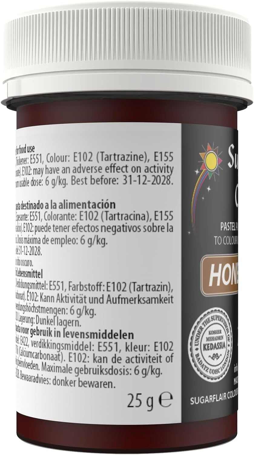 Colorant alimentaire pour pâtes Sugarflair, couleur pastel Miel Or, colorant alimentaire pour pâtes fondant et pâte d'amande, Couleurs concentrées spectrales - 25 g