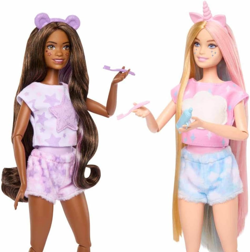 Barbie Cutie Reveal Pyjamaparty Deluxe Set - Über 35 Überraschungen inkl. 2 Puppen, 2 Haustiere, Farbwechsel & Zubehör für endlosen Spielspaß ab 3 Jahren, HRY15
