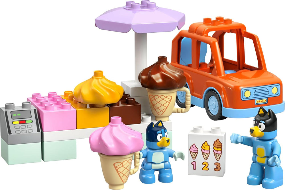 LEGO DUPLO Bluey: Ausflug zur Eisdiele mit Bluey - Lernspielzeug für Kleinkinder - Mit Spielzeug Auto und 2 Minifiguren - Geschenk für Mädchen & Jungen ab 2 Jahren - 10458