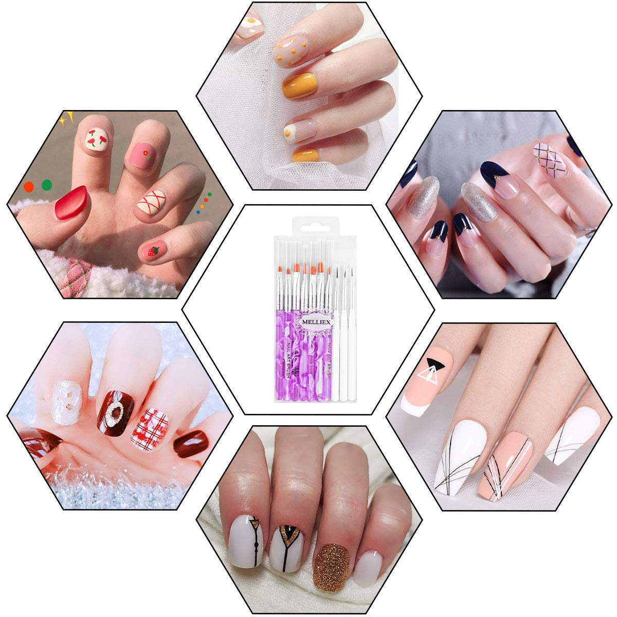 Nagel Pinsel Set, 10-Teilig Gelnägel Pinsel Nagellackstift Acrylpinsel For UV Gel Nägel Acrylfiningernägel Nailart Maniküre Nageldesign Zubehör