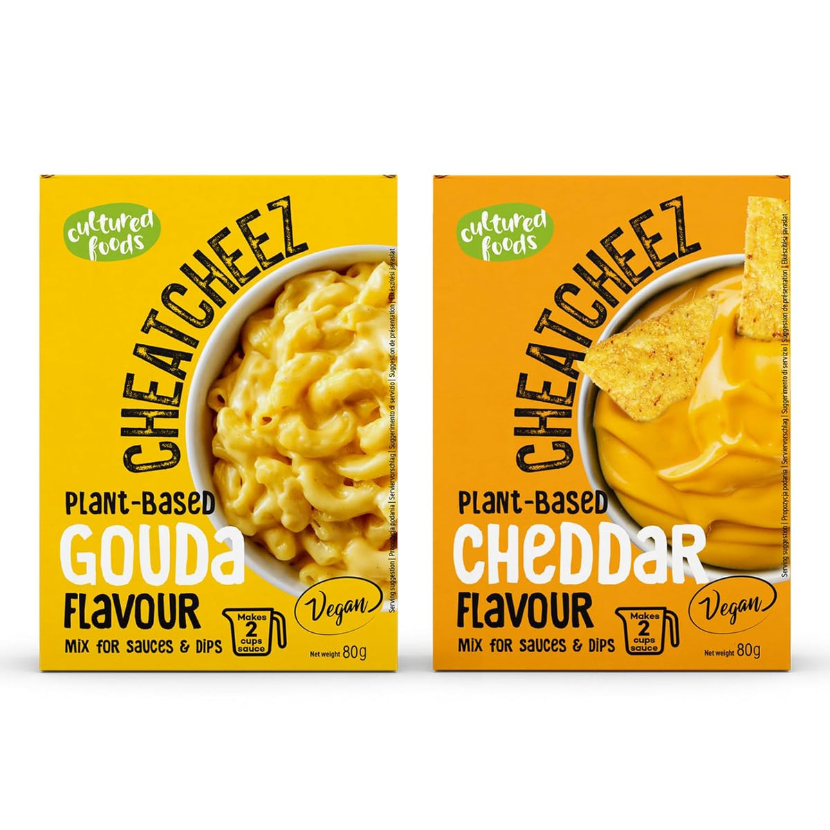 Cultured Foods Veganer Käse Käseersatz Laktosefrei Glutenfrei 2-er Set Gouda et Cheddar CHEATCHEEZ