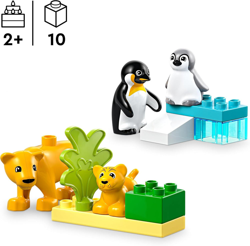 LEGO DUPLO Wildtier-Familien: Pinguine und Löwen – Spielzeug zur Förderung der Feinmotorik für Mädchen & Jungen ab 2 Jahren – Lernspielzeug für Kleinkinder mit 4 Tierfiguren – Geschenkidee – 10442