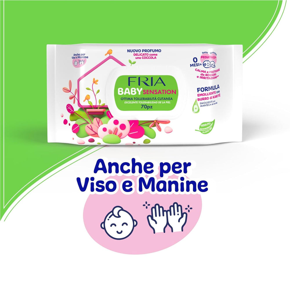 Baby Sensations avec couvercle, 72 lingettes humides, lingettes nettoyantes pour soins personnels, unisexe, enfants