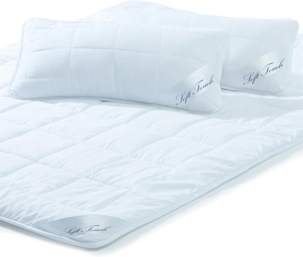 Aqua-Textil Soft Touch Parure enfant Couette 100 X 135 Cm 250G et 350G avec oreiller 40 X 60 Cm 150G Couette 4 saisons Climatisée Oeko-Tex Couettes et couettes Naty Shop 200X200 Cm + 2X 40X80 Cm Eté