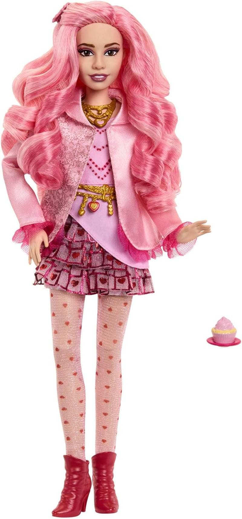 Mattel Disney Descendants: The Rise of Red Modepuppe et accessoires – Bridget, la jeune fille, avec ses vêtements inspirés du film et Cupcake, HWT91