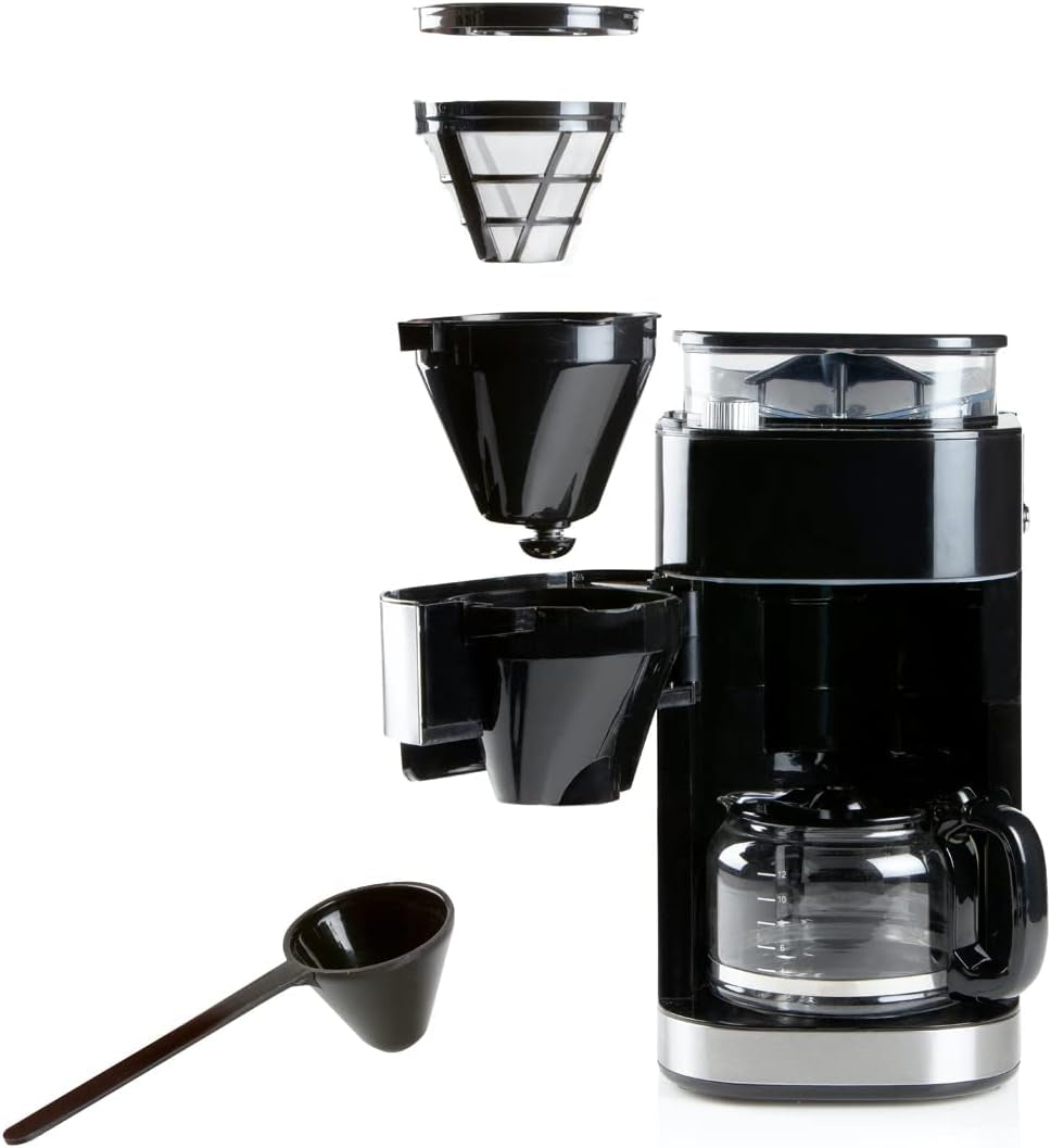 Machine à expresso DOMO DO721K "Grind and Brew" - Fonction Bean-to-Cup - Écran LCD - Pour café moulu ou grains entiers - 1,5 L