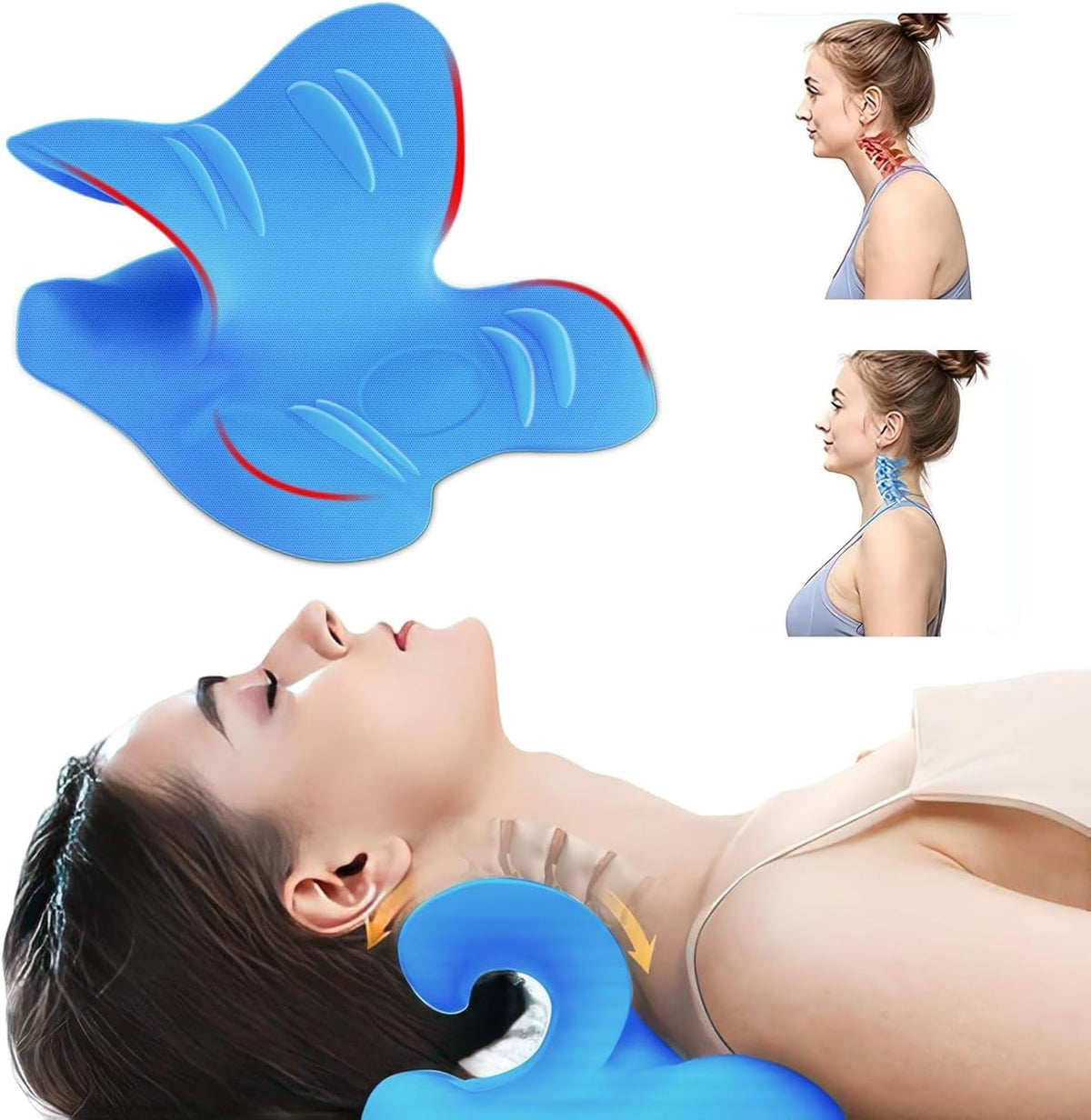 Civière de cou 2.0, Cloudy Neck Lefaya Civière de cou Vainqueur du test orthopédique Civière de cou pour soulager les douleurs cervicales Bosse de cou de qualité supérieure Nuage de cou corrige la posture (bleu) Oreillers orthopédiques cervicaux Naty Shop Titre par défaut