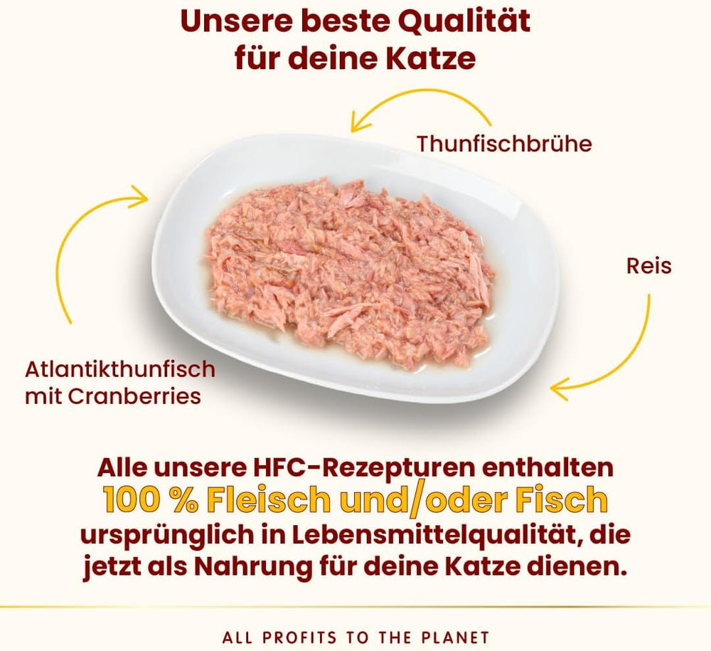 Almo Nature HFC Urinary Help - Nassfutter für Katzen - Unterstützung für die Harnwege - Atlantischer Tunfisch & Cranberries - Qualité humaine, monoprotéine, sans gluten - 24x50g