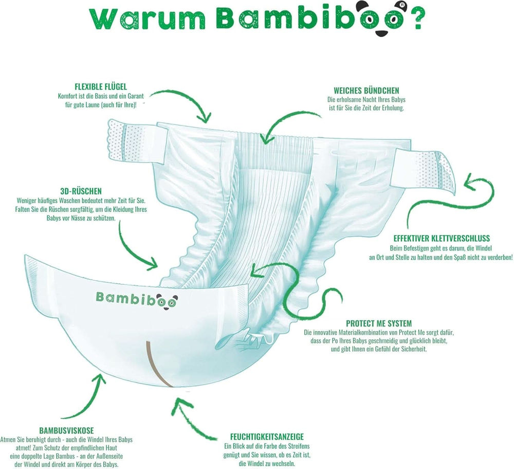 Couches jetables Bambiboo, respectueuses de la peau et ouverture ombilicale, différentes tailles Mère et Bébé Naty Shop