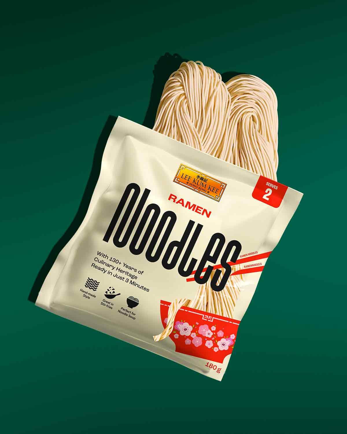 LEE KUM KEE Ramen Noodles - Ramen asiatique à la texture délicate et fine, le classique des soupes ramen et des plats au wok, nouilles semi-sèches, deux portions par paquet, 6 x 180g multipack