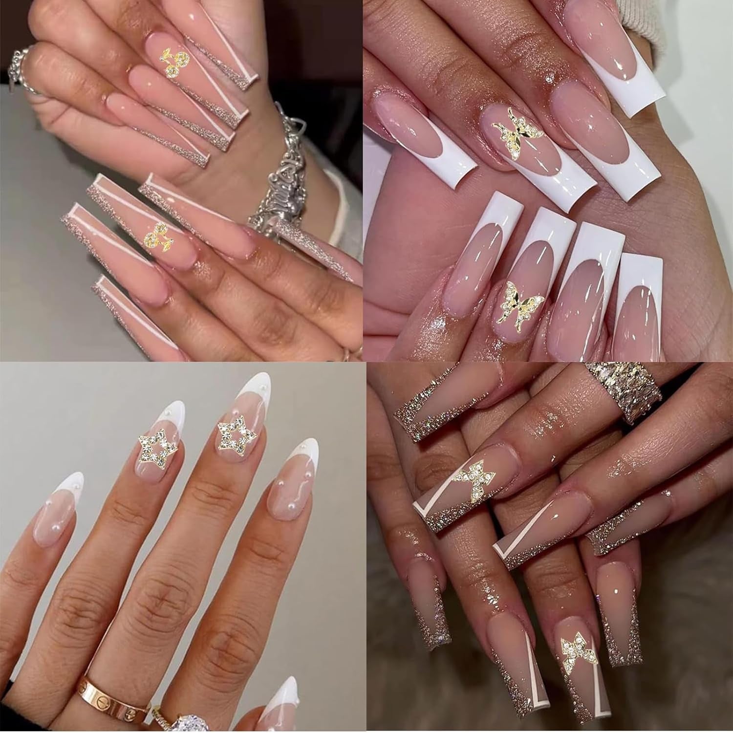 24 pièces Nagel-Charms, Y2K-Legierung, Nail Art, Strass-Charms, 3D-Herz, Schleife, Schmetterling, Charm Mit Strasssteinen, Kirsch-Nagel-Edelsteinen, Glänzender Schmuck