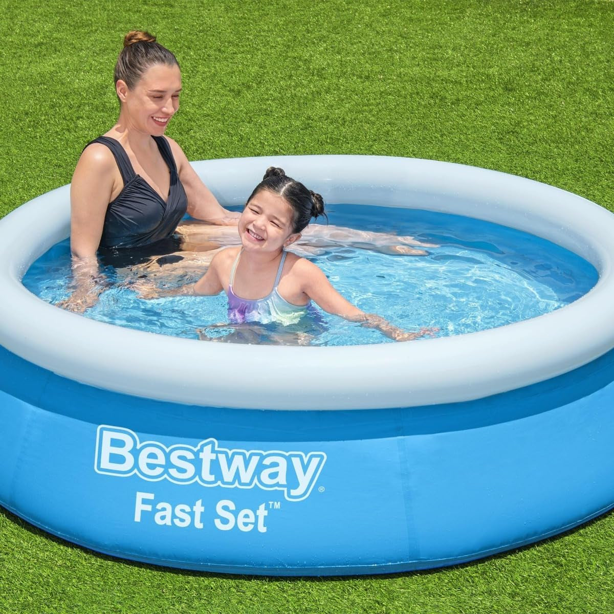 Piscine hors sol Bestway Fast Set sans pompe, Ø 183 x 51 cm, bleue, ronde, 940 litres, matériau TriTech, à monter soi-même, soupape de sécurité, incl. pièce de réparation