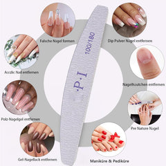 Ensemble de limes à ongles 3 pièces, limes à ongles pour ongles en gel, accessoires pour ongles en gel résistants à l'usure et lavables, lime à ongles professionnelle 100/180 avec 3 formes, blanc