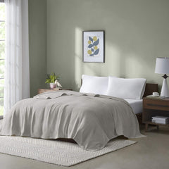 Couverture double en coton gris Madison Park Freshspun Wicker Lits et couvertures Madison Park