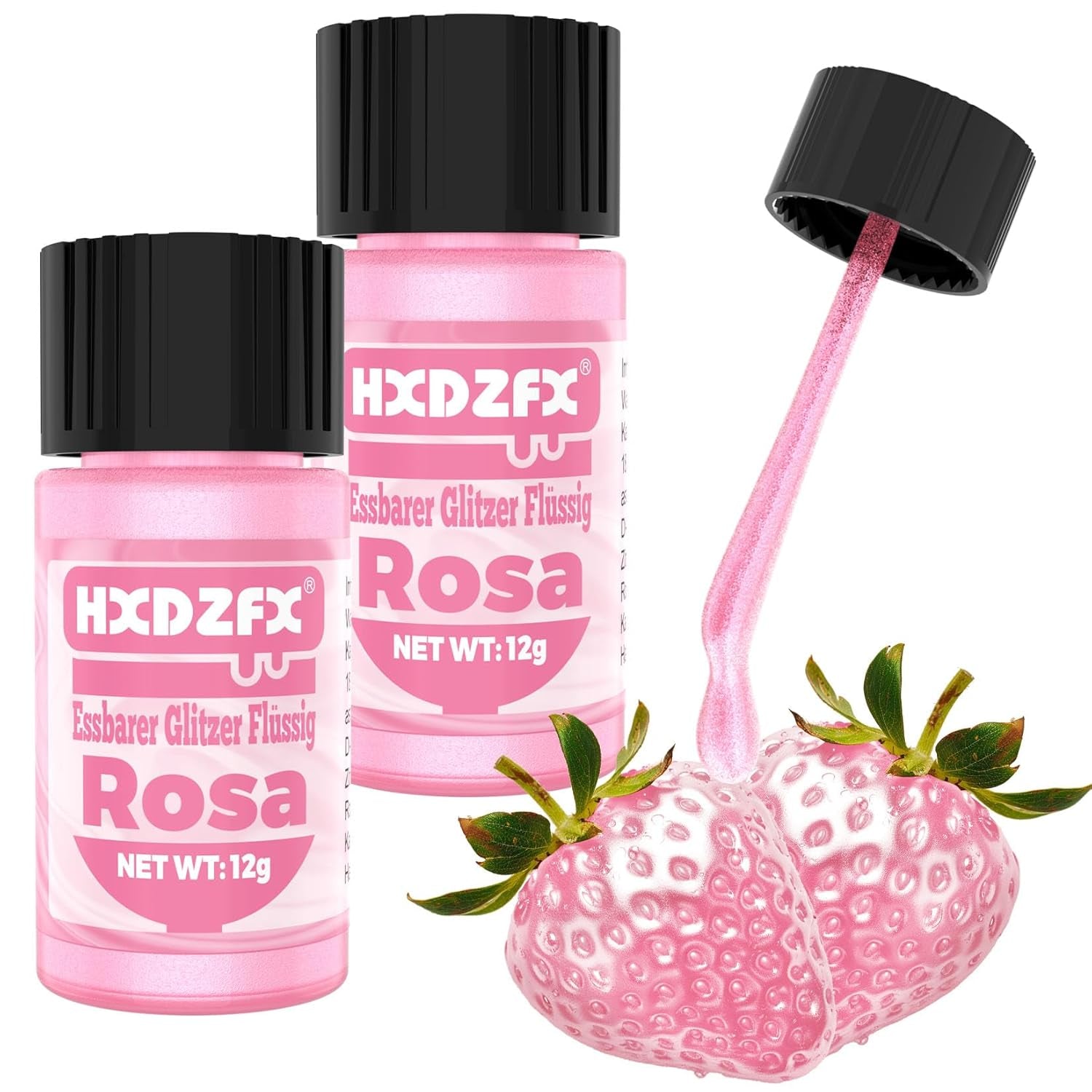 Paillettes liquides comestibles - 2 × 12 grammes Glitter Naty Shop Rose