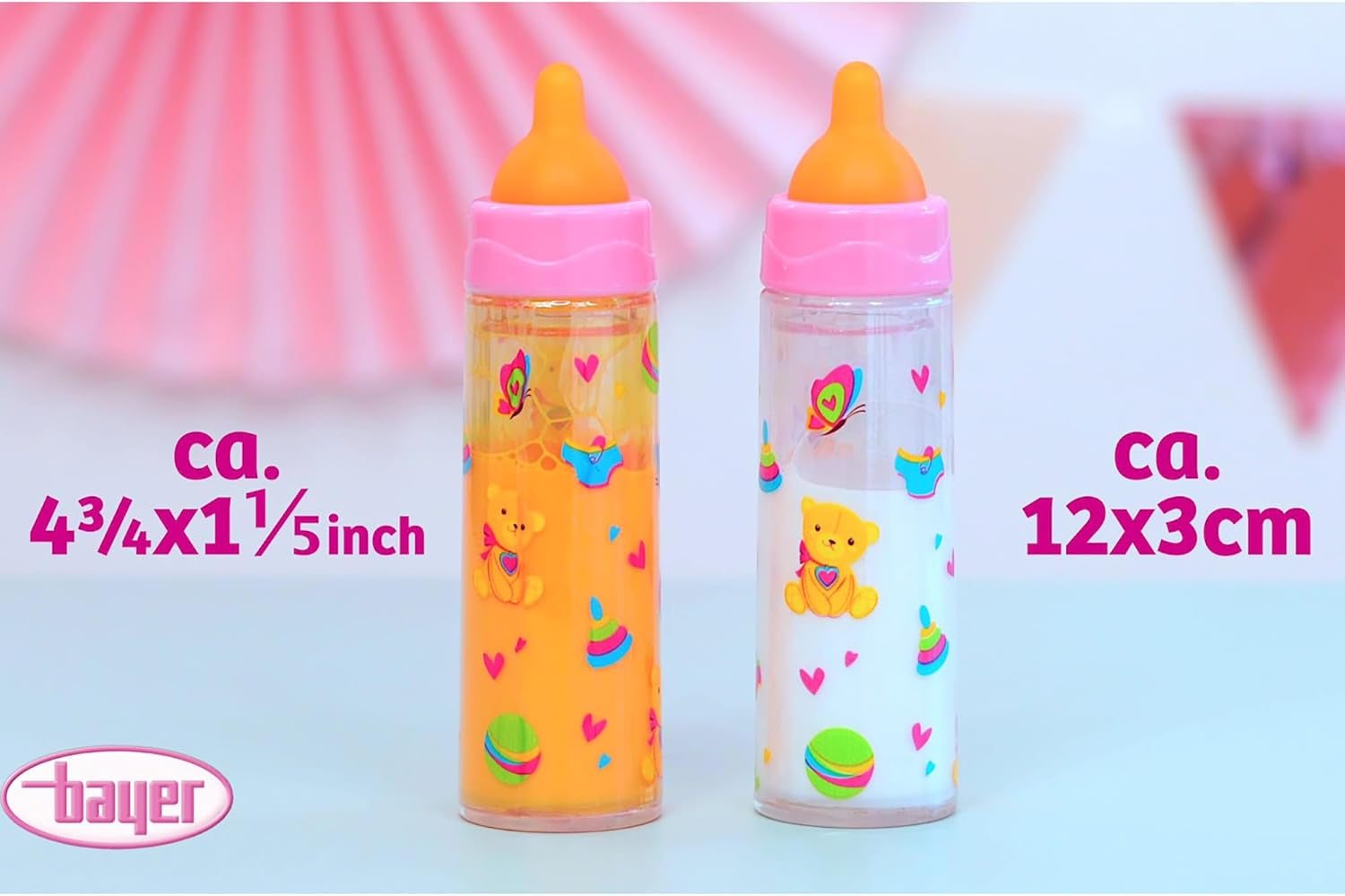 Bayer Design 79201AE Bouteille Magique, Bouteille de Lait, Gourde, Accessoire de Poupée, Blanc et Orange