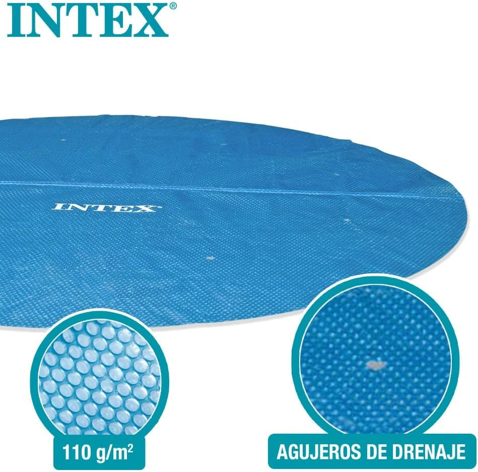 Intex 28012 - Solarabdeckplane, Abdeckung mit thermischer Isolierung für Runde Easy Set/Frame Pools, Polyethylen, Blau, ⌀ 366 cm