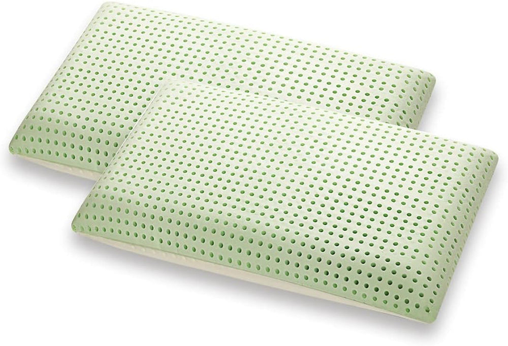 Oreiller orthopédique de soutien du cou - Aloe biologique - Aloe Vera Oreiller viscoélastique 14 cm de hauteur Housse 100 % coton Oreiller visco - Oreiller en mousse à mémoire de forme - Fabriqué en Italie Naty Shop Oreillers standard 2 pièces (1 paquet)