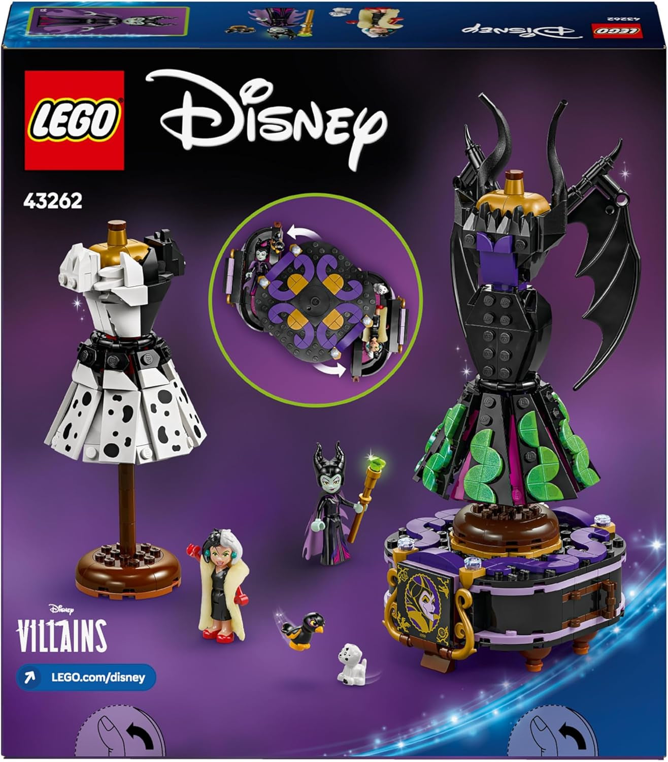 LEGO Ç€ Disney Villains Les robes de Maléfique et Cruella De Vil - Jouet pour garçons et filles à partir de 9 ans - Incl. 2 mini poupées et 2 figurines d'animaux - Cadeau d'anniversaire pour les fans 43262 Jeux de construction Besuche an LEGO-Store