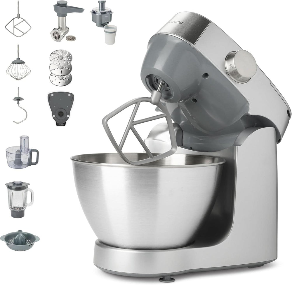Kenwood Prospero+ KHC29A.R0SI Machine de cuisine, 4,3 L Edelstahlschüssel, Inkl. 10-Teiligem Zubehör-Set Mit Fleischwolf, Glas-Mixer, Zitruspresse, Entsafter Und Mehr, Inkl. Easyweigh Waage, 1000W, Argent Mère et Enfant Naty Shop Silber Inkl. 9 Pièces de rechange