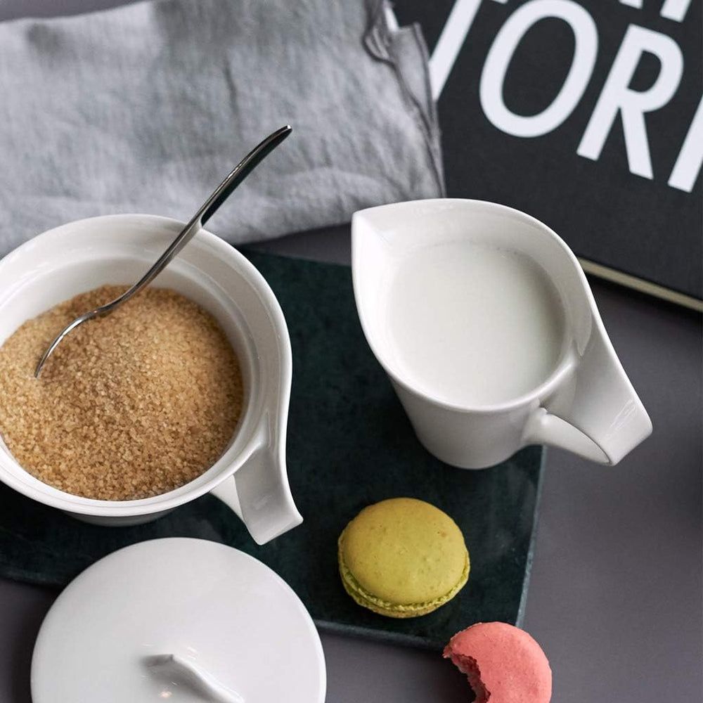 Villeroy & Boch NewWave pot à lait, brique de lait avec poignée courbée, porcelaine premium, passe au lave-vaisselle et au micro-ondes, blanc, 200 ml