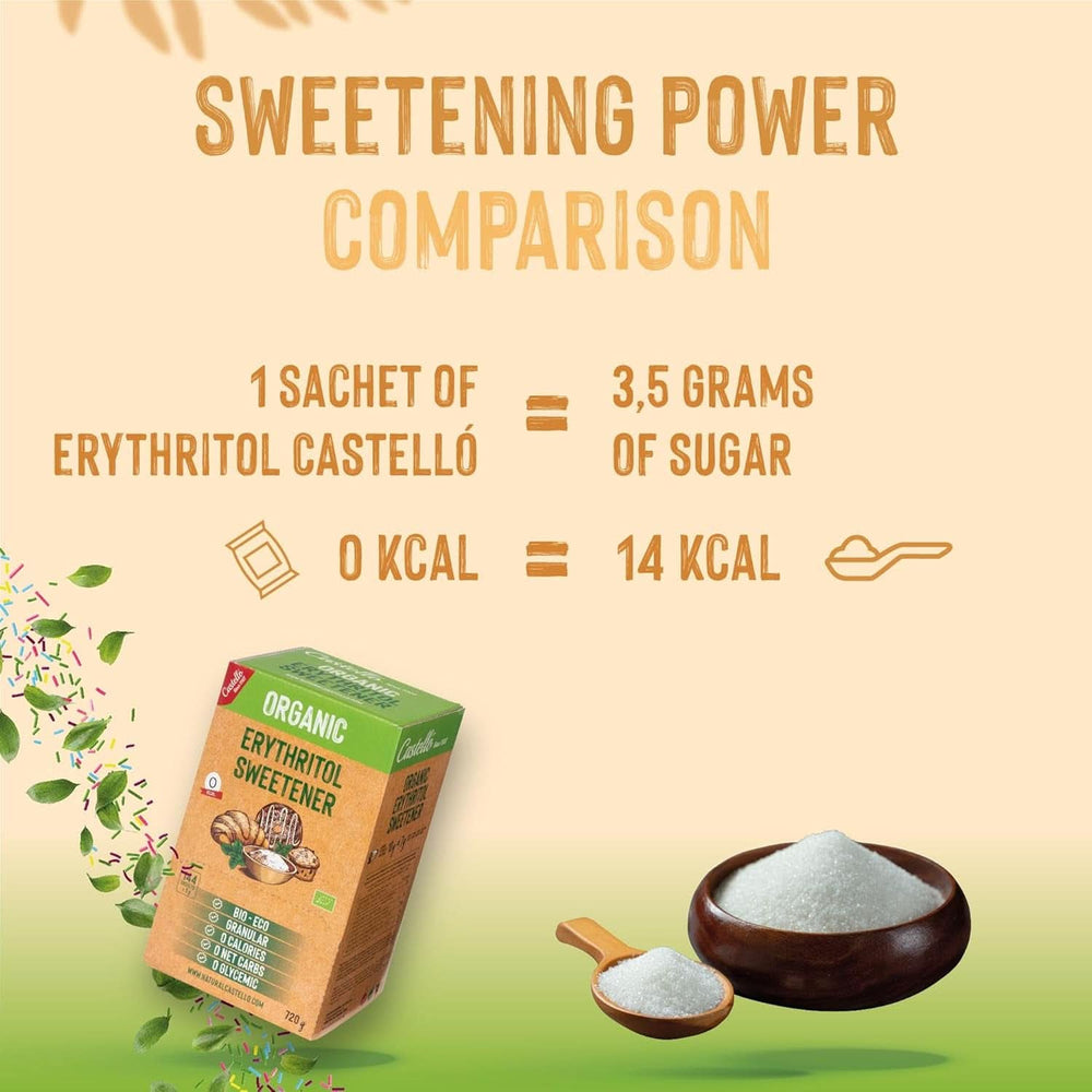 Érythritol biologique naturel | 144 sachets de 5 G, 720 grammes au total Édulcorants Naty Shop