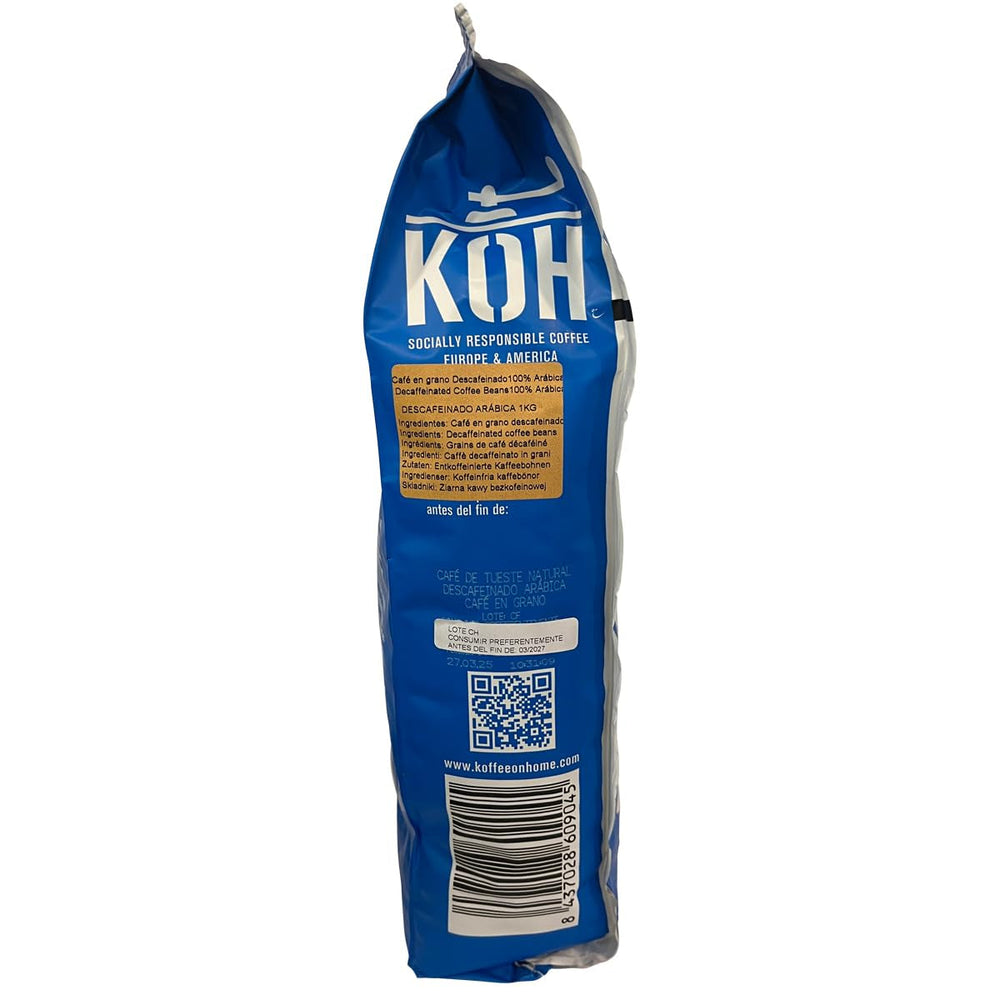 Entkoffeinierte Kaffeebohnen – 100% Arabica, Natürlich Geröstet, Wasserentkoffeiniert, 2 x 1kg Ganze Bohnen (2kg)