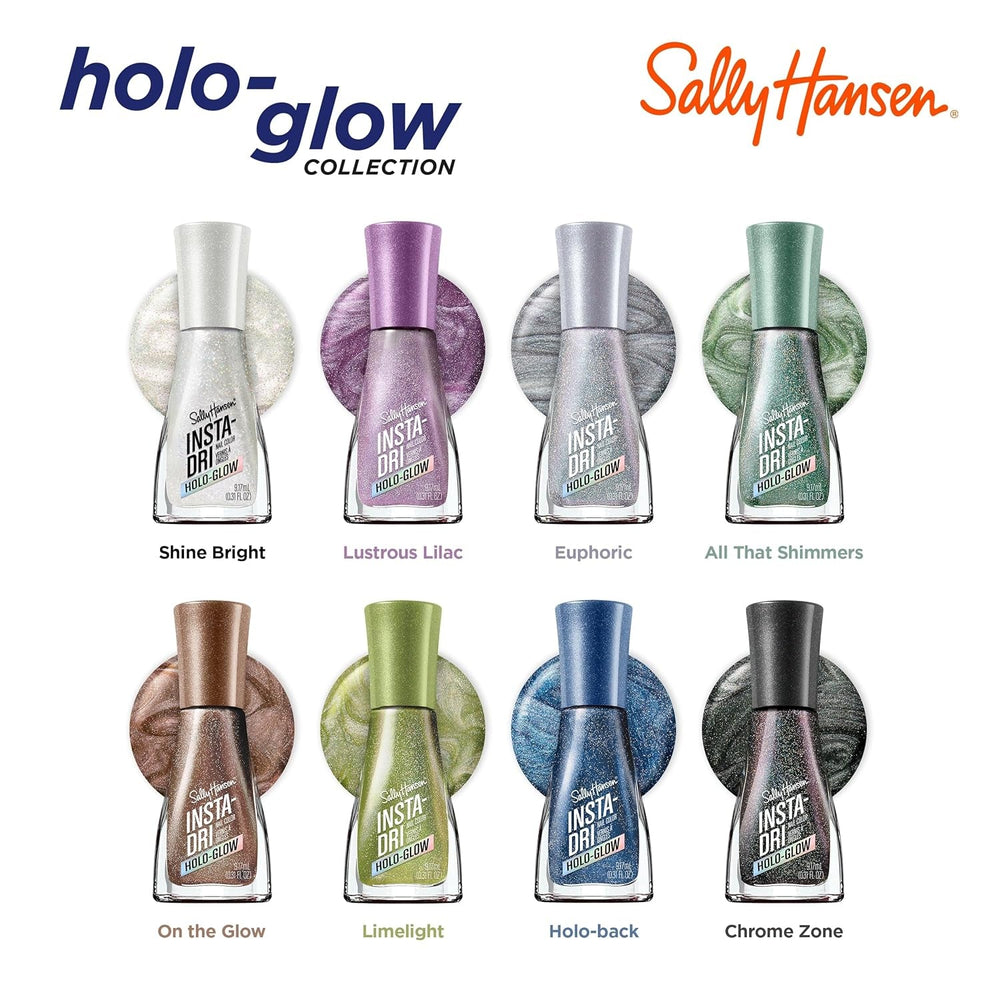 Oja Insta-Dri Holo-Glow, Holo-back, ușor de utilizat, de lungă durată, culori frumoase, ușor de aplicat pe unghii, nu se ciobește, 19 ml