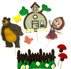 Set 8 decoratiuni comestibile din pasta de zahar, Masha si ursul Decoratiuni din Pasta de Zahar Naty Shop