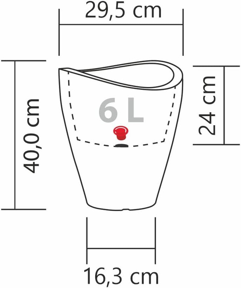 Scheurich Wave Globe High, récipient haut en plastique, granit noir, diamètre 29,8 cm, hauteur 40 cm, volume 6 l.