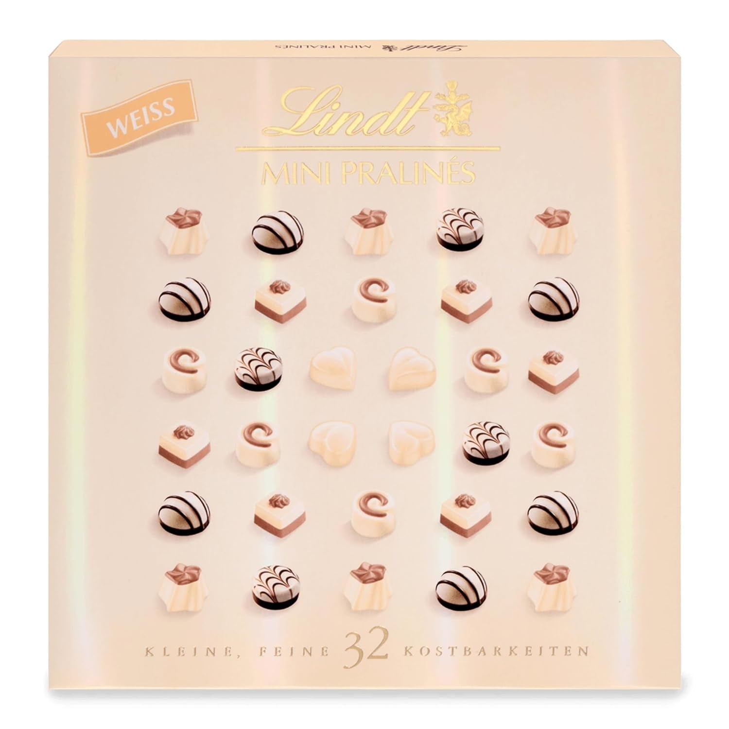 Chocolat Lindt - Nougat Mini Pralinés, 165 grammes, boîte de 36 pralines Naty Shop Bonbons au chocolat 163 G Chocolat blanc