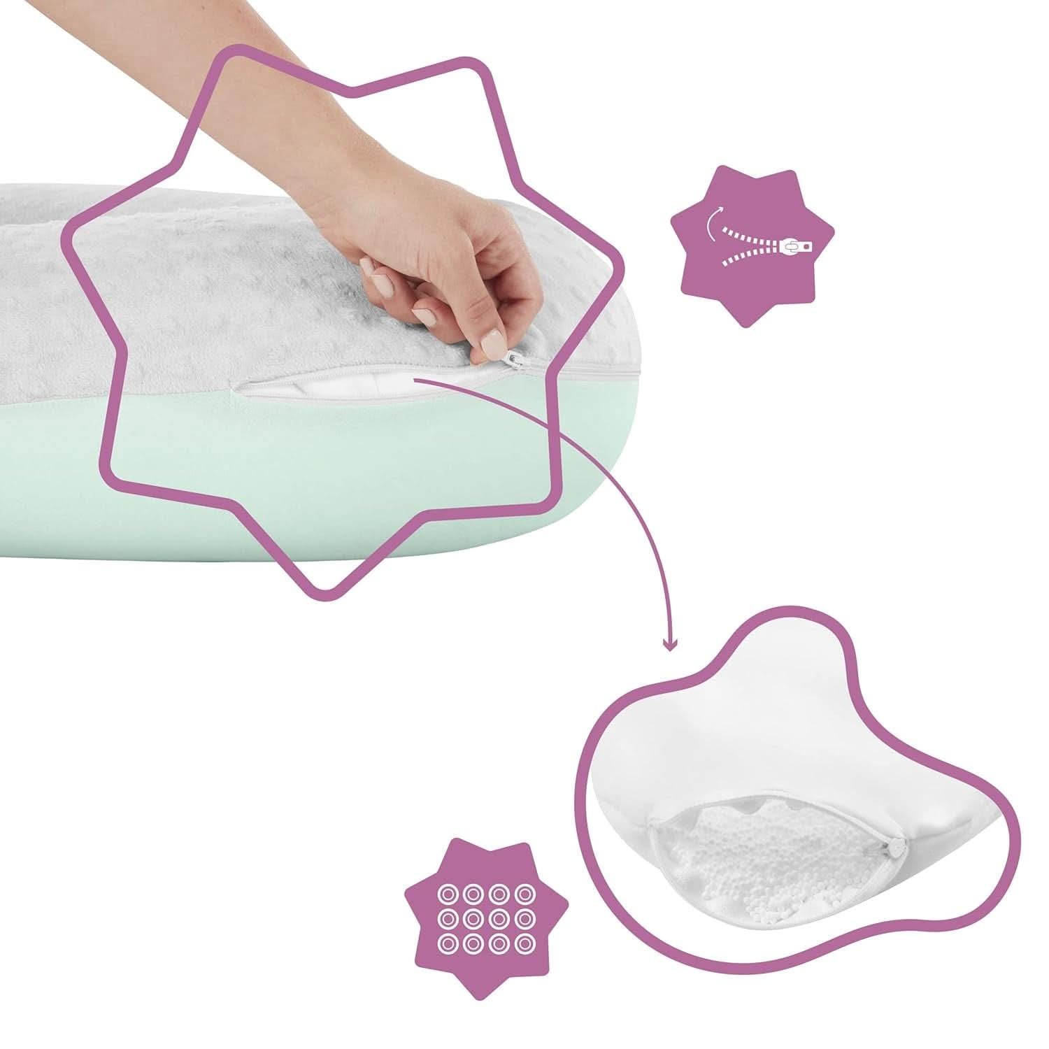 Badabulle Coussin d'allaitement et coussin de grossesse moelleux, 150 cm, avec housse, forme ergonomique Accessoires Alimentation et Allaitement Bebe Naty Shop