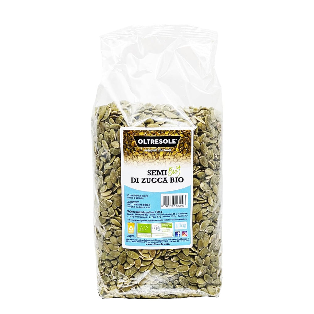 Graines de citrouille décortiquées biologiques 3 kg, graines biologiques crues, grasses, non torréfiées et non salées, idéales comme collation ou salade, format pratique