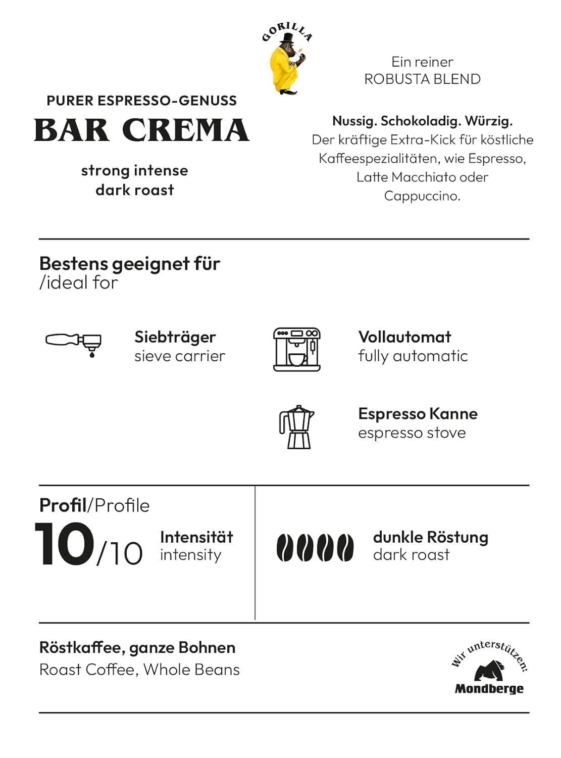Joerges Kaffee ganze Bohnen Espresso Bar Crème, 1 kg (Packung mit 2)