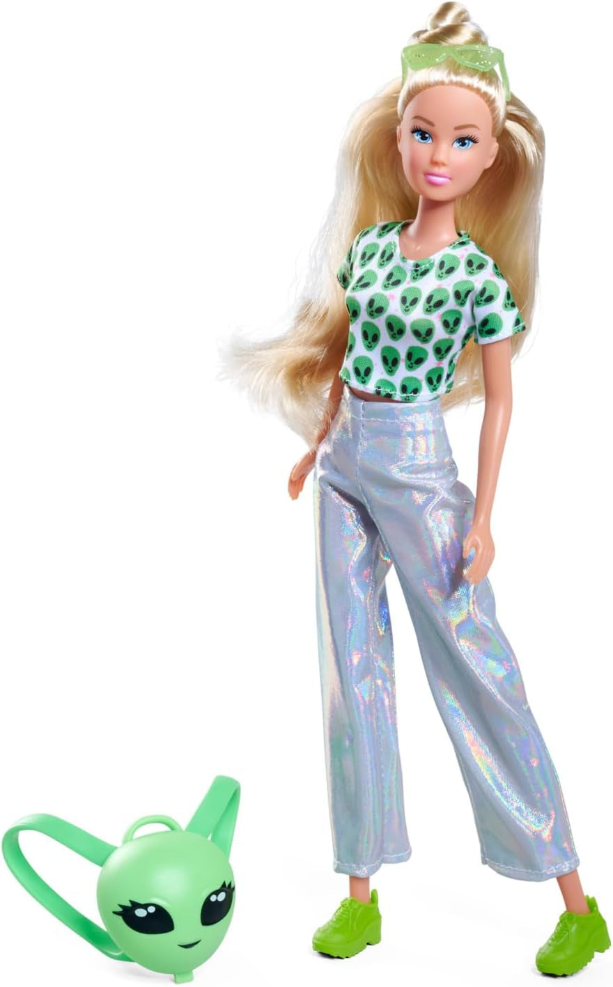 Simba Steffi Love Space Fashion – Modepuppe mit futuristischem Outfit & Rucksack zum Öffnen, 29 cm, modisches Rollenspiel für Kinder ab 3 Jahren