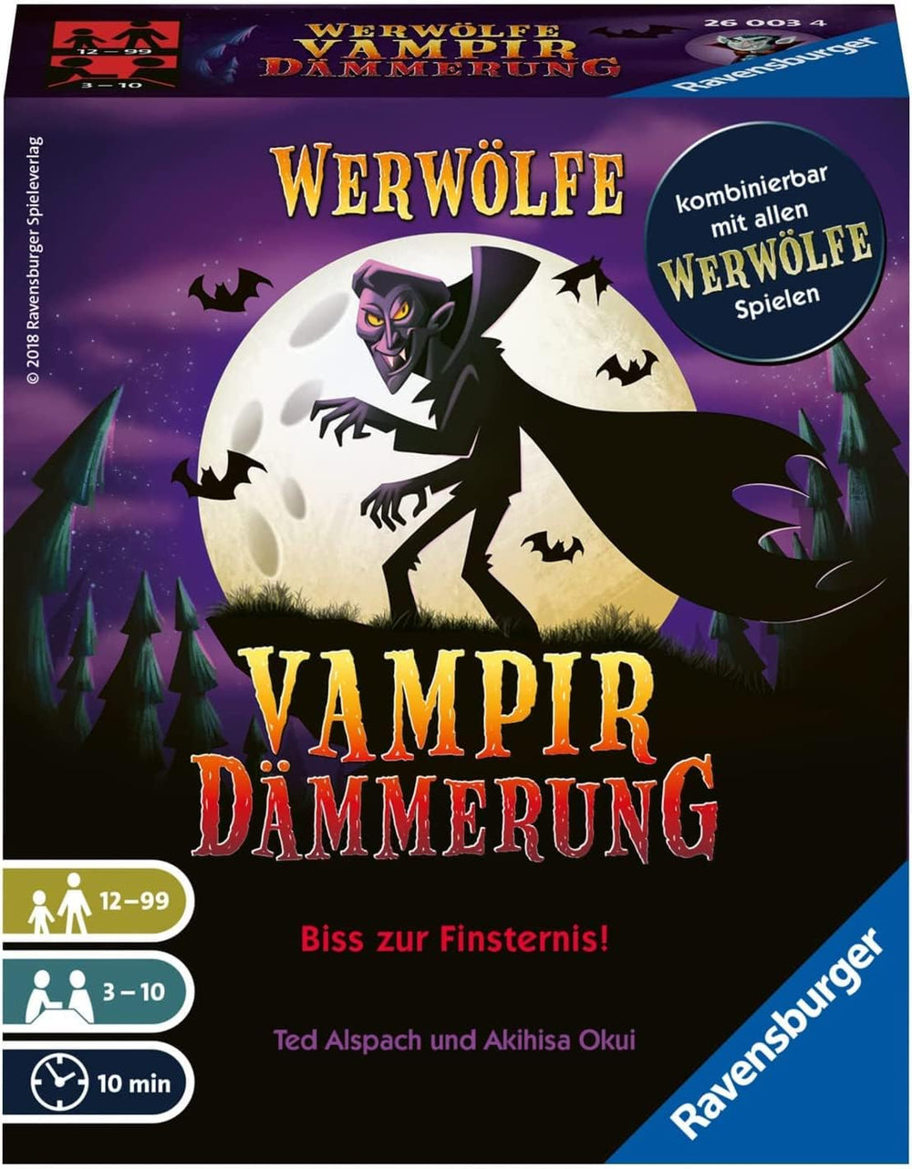 Ravensburger 26703 Jeu de société Loups-garous Pleine Lune Nuit 9 ans et plus Série de jeux d'action pour 3 à 10 joueurs