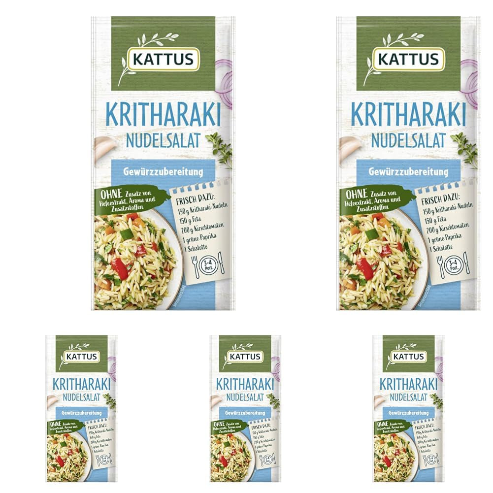 - Kritharaki-Nudelsalat Gewürzzubereitung | Assaisonnement pour 3-4 portions | Ohne Zusatz von Fefeextrakt, Aroma et Zusatzstoffen | 12 g en sachet