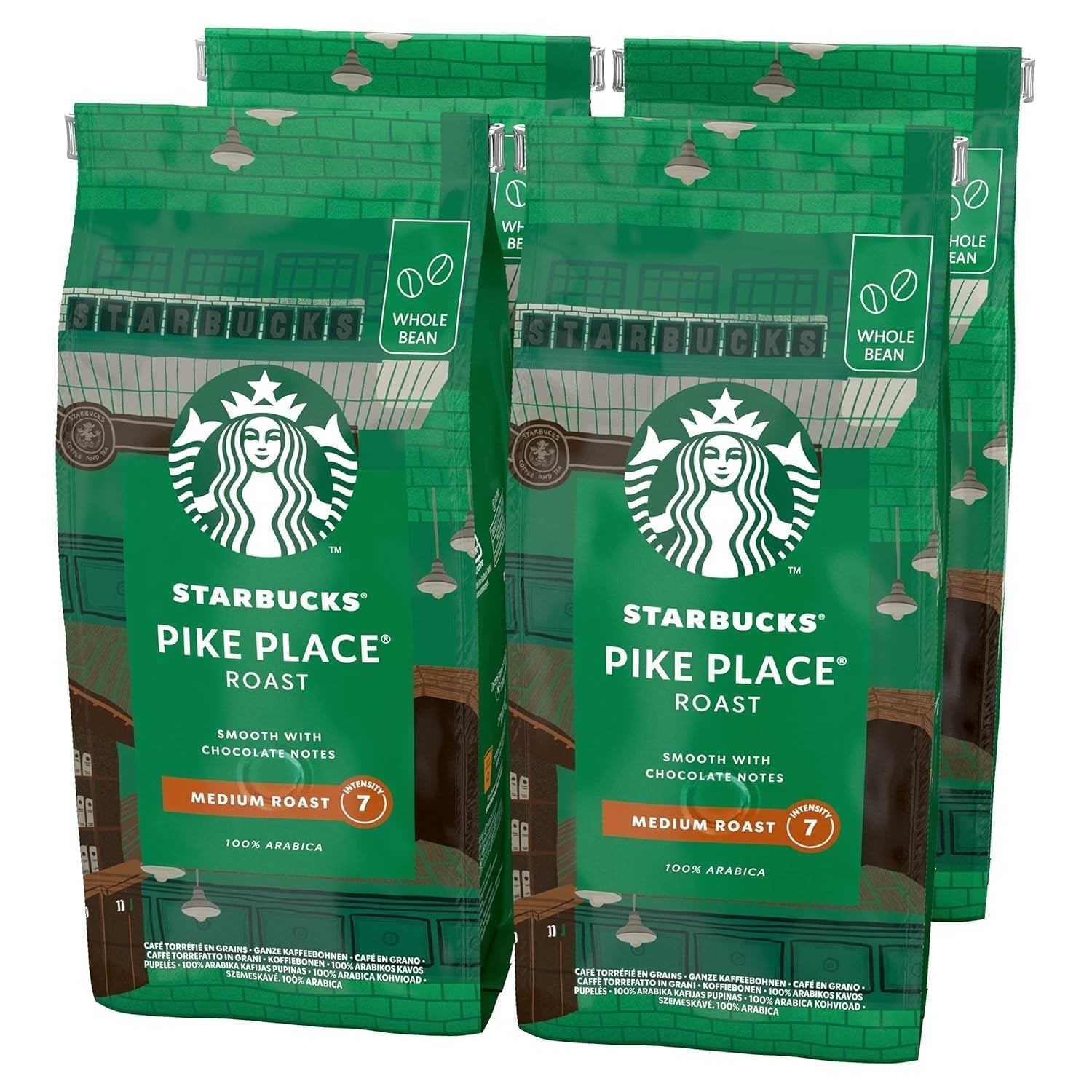 STARBUCKS Pike Place Roast, prăjire medie, boabe de cafea întregi Cafea Naty Shop Pike Place 4 x 450 grame