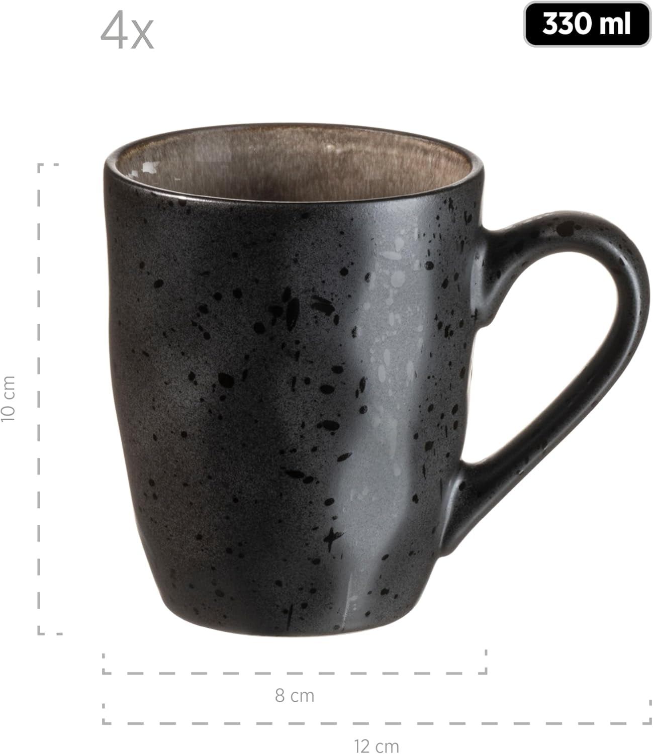 MÄSER 934073 Niara Organic Series Service de table moderne pour 4 personnes au look vintage passionnant, service combiné de 16 pièces avec une combinaison spéciale de vernis noir et marron, grès