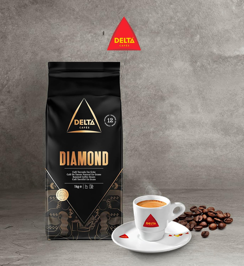 Delta Cafés - Café en Bois Diamant - 2 Packungen à 1 kg - Intensité 8 - Mélange de café en bois et de Robusta Arabica - Sehraromaticisch mit Noten von gerösteten Nüssen