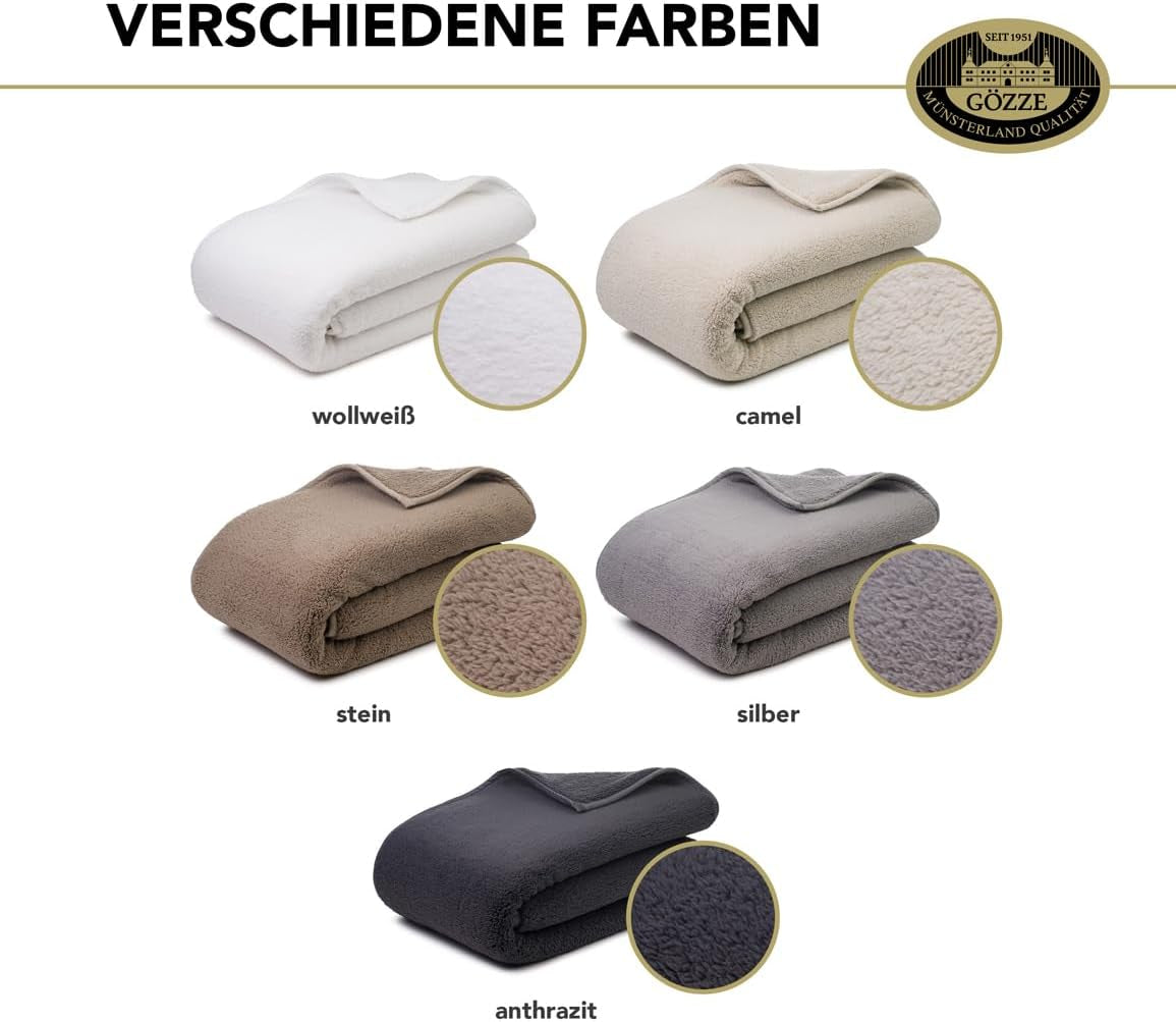 Gözze - Couverture doudou douce Nuage, imitation peau de mouton, 100% polyester (microfibre), 150 X 200 Cm - Couettes et couettes Camel Naty Shop