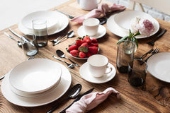 MÄSER Série Felise, service à café élégant pour 6 personnes, intemporel, bord noir, porcelaine, blanc