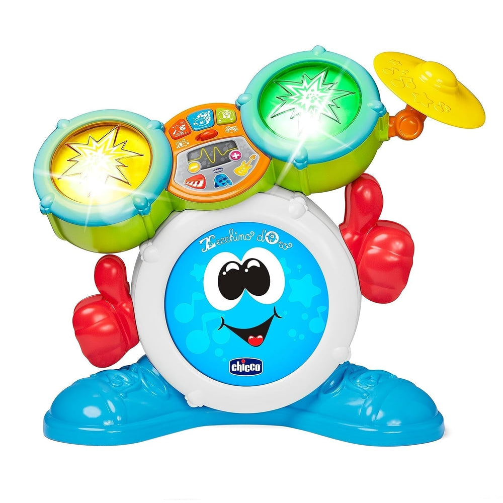 Chicco 00009820100000 Mi First batterie avec lumières et sons, 3 modes de jeu, instrument de musique avec batterie pour enfants, multicolore, grand Jucarii Bebe Naty Shop multicolore