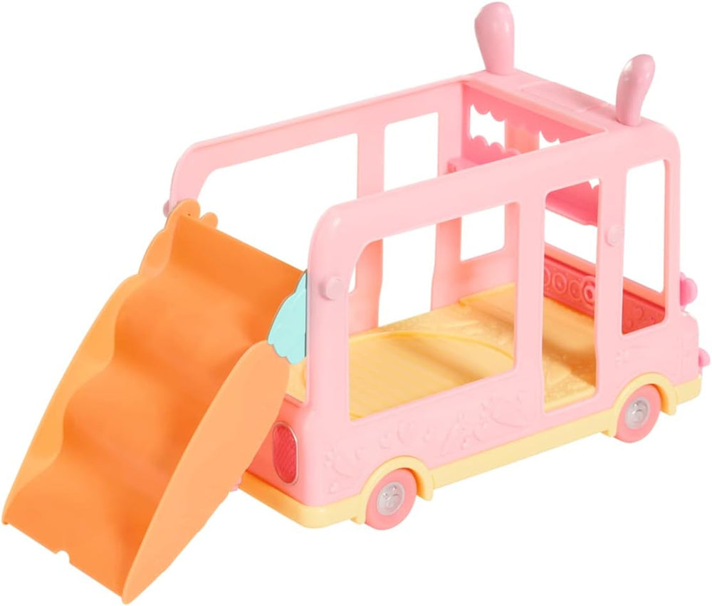 BABY born 904763 Baby Surprise Bus - mini bus jouet pour poupée rose avec 2 poupées exclusives, poussette triple, balançoire, carrousel, toboggan et balançoire triple.