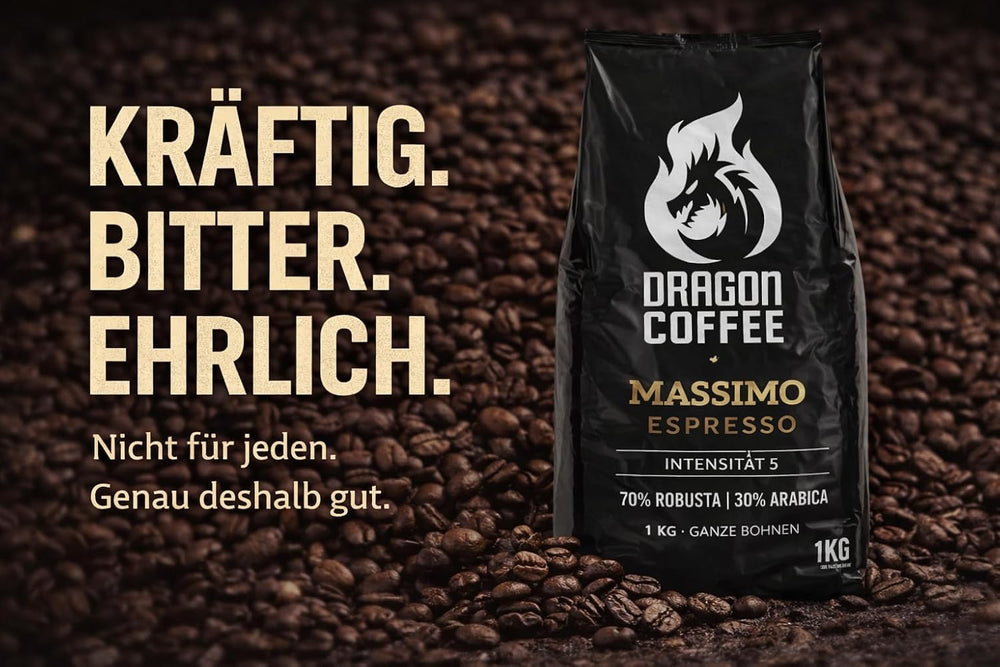 Dragon Coffee Massimo Espresso – Mittlere italienische Röstung | 70% Robusta / 30% Arabica | Café Ganze Bohnen | Crème Intensive | (5x1kg)