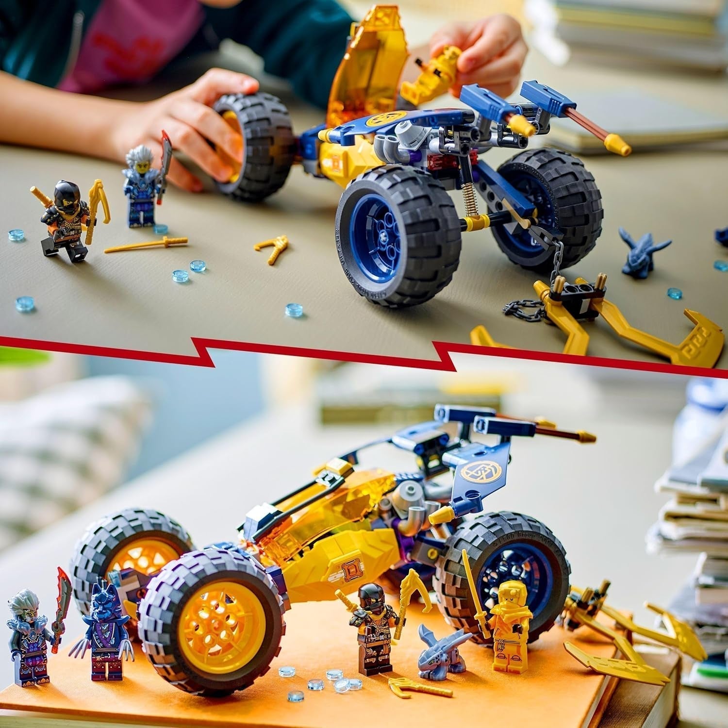 LEGO NINJAGO Le buggy tout-terrain Ninja d'Arin, jouet ninja avec voiture, dragon et 4 mini figurines, modèle de buggy aventure pour enfants, cadeau d'anniversaire pour garçons et filles de 7 ans 71811 Jeux de construction Beuche den LEGO-Store