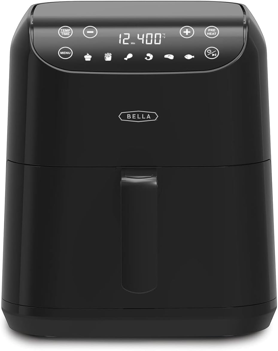 BELLA Hot Air Fryer 1.9L, 5-In-1 Compact Multi-Cooker, acoperire neaderentă, coș sigur pentru mașina de spălat vase Electrocasnice Naty Shop Negru 6L Touchscreen